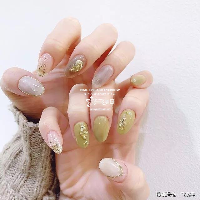清新自然的大气绿色系美甲推荐