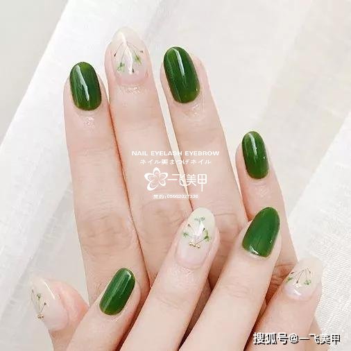 清新自然的大气绿色系美甲推荐