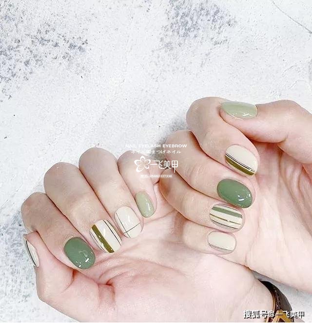 清新自然的大气绿色系美甲推荐