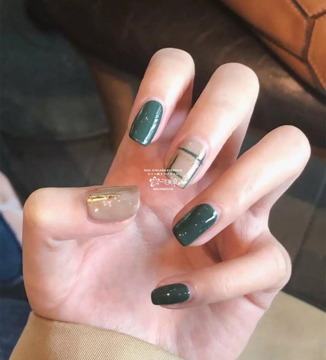 巨显白的绿色美甲，这款必火