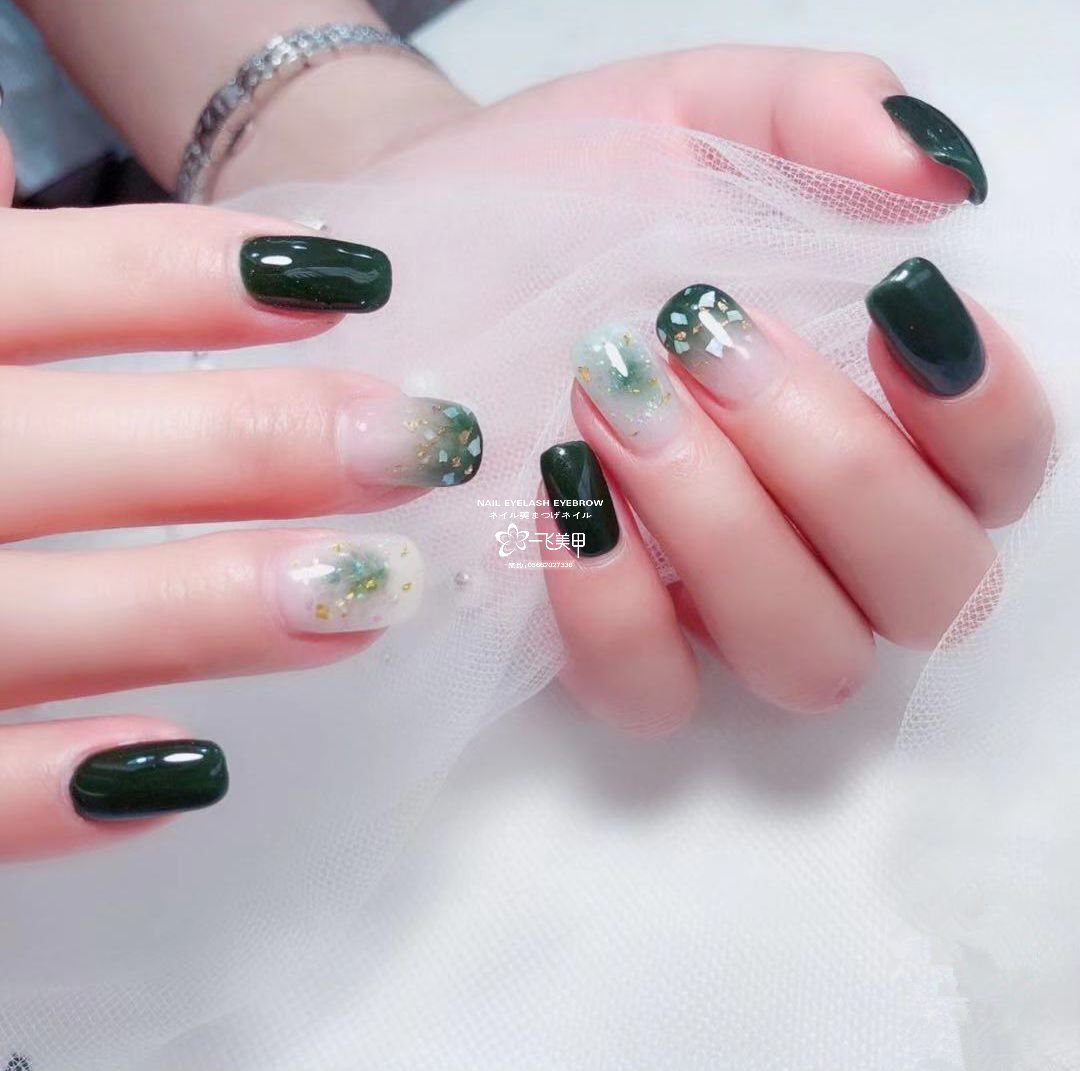 巨显白的绿色美甲，这款必火