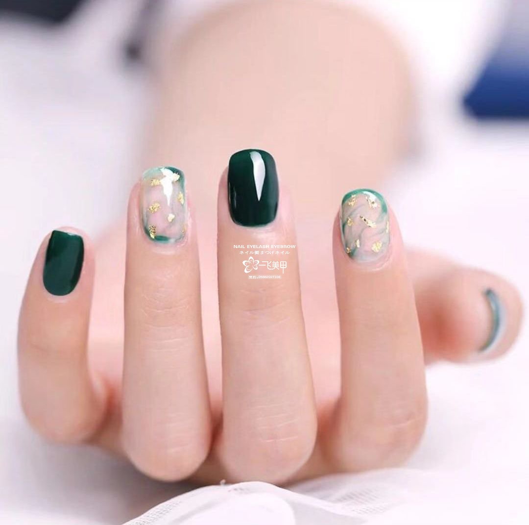 巨显白的绿色美甲，这款必火