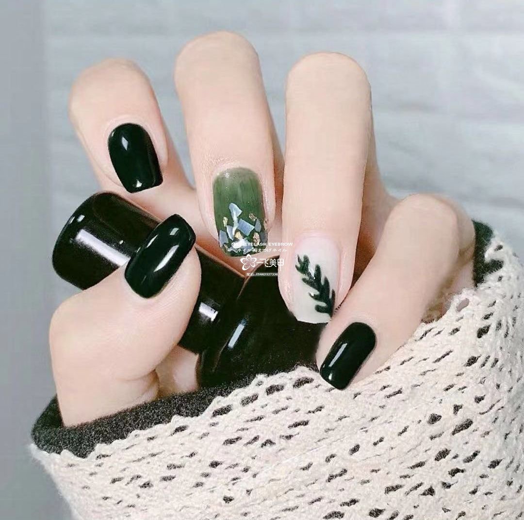 巨显白的绿色美甲，这款必火