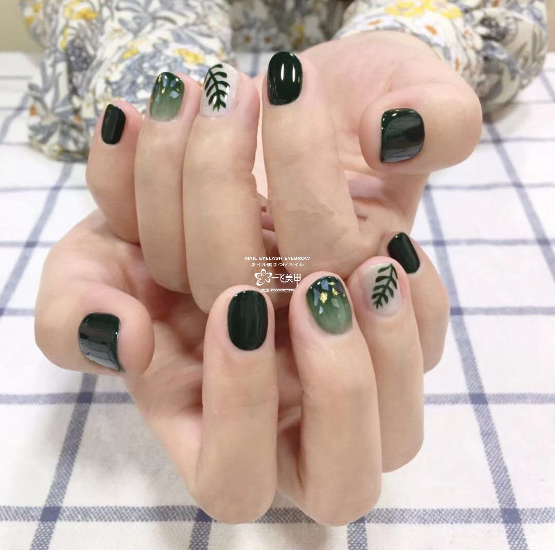 巨显白的绿色美甲，这款必火