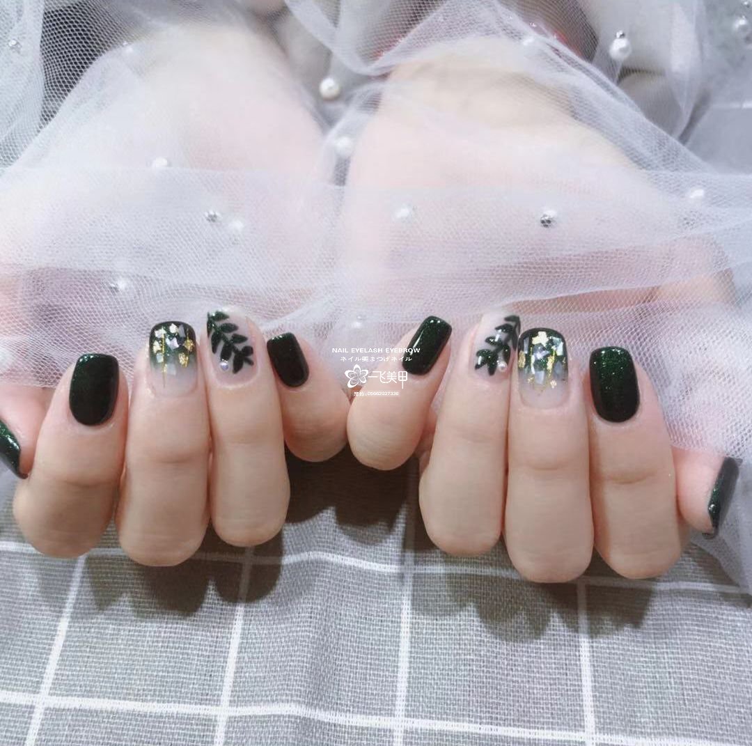 巨显白的绿色美甲，这款必火