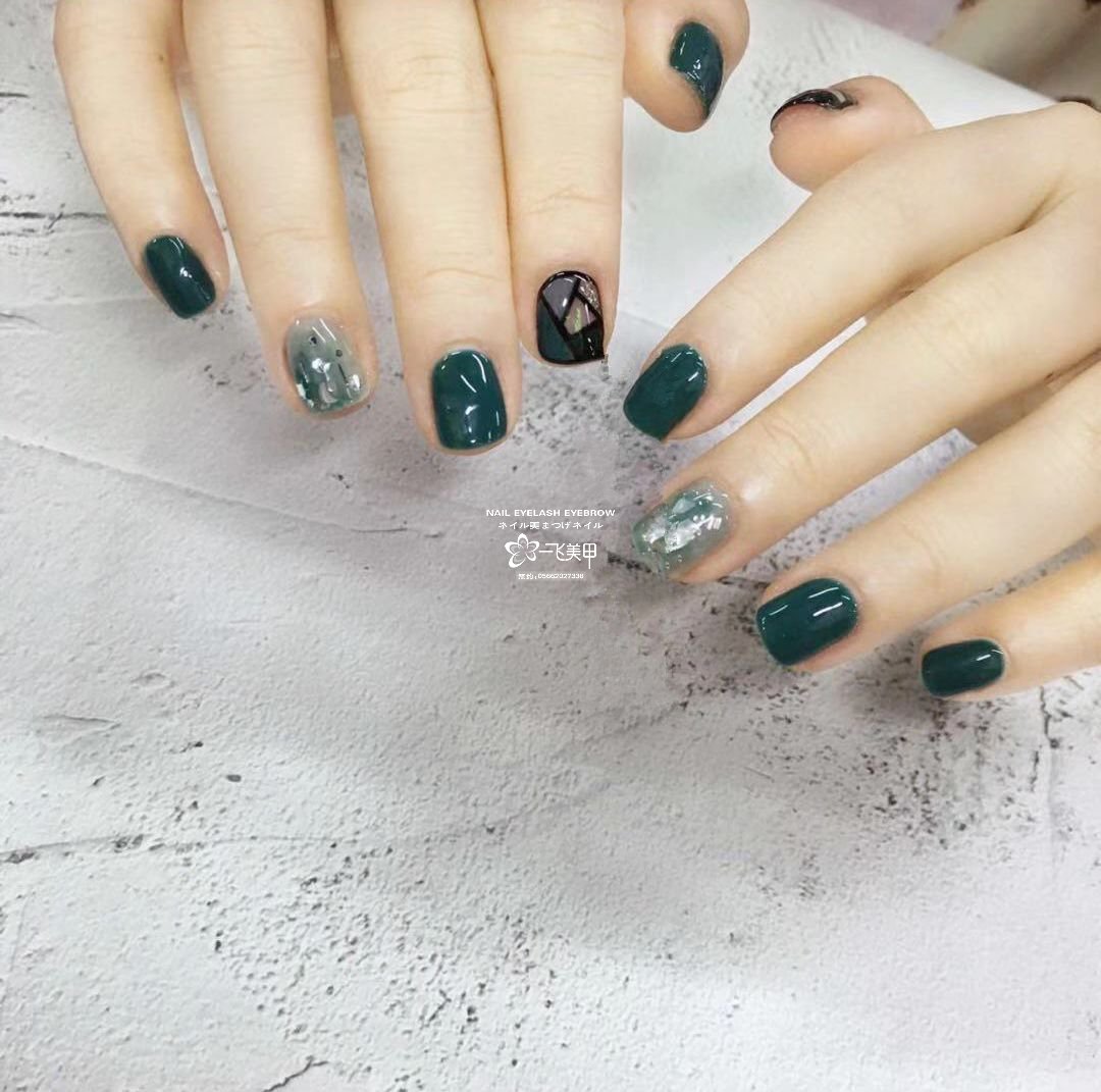 巨显白的绿色美甲，这款必火