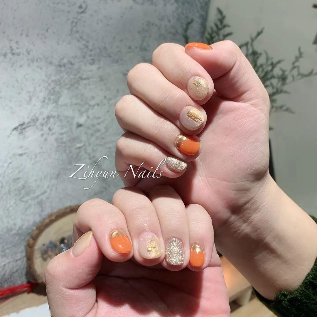 5款橘子汽水色美甲，美到冒泡啦！