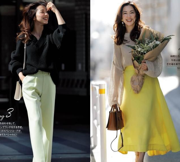  秋天显气质又不会过于张扬的穿衣配色：彩色下装+基础色上衣