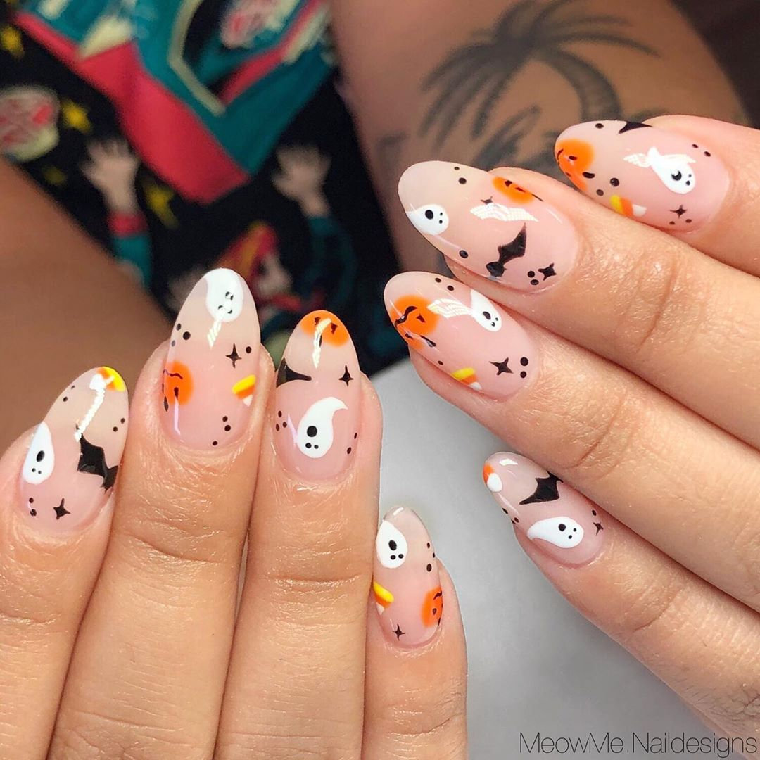 2020年万圣节美甲推荐范本，南瓜，幽灵，蜘蛛指彩元素，万圣派对中最时髦的亮点！插图(1)