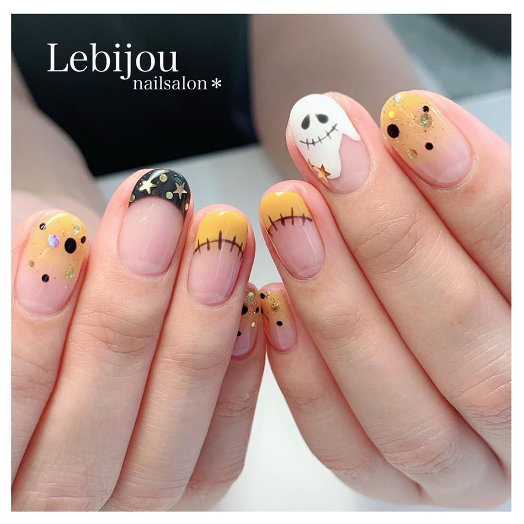 2020年万圣节美甲推荐范本，南瓜，幽灵，蜘蛛指彩元素，万圣派对中最时髦的亮点！插图(19)