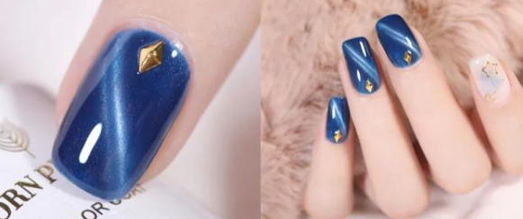  冬天适合做优雅和迷人的猫眼指甲 显白又清新