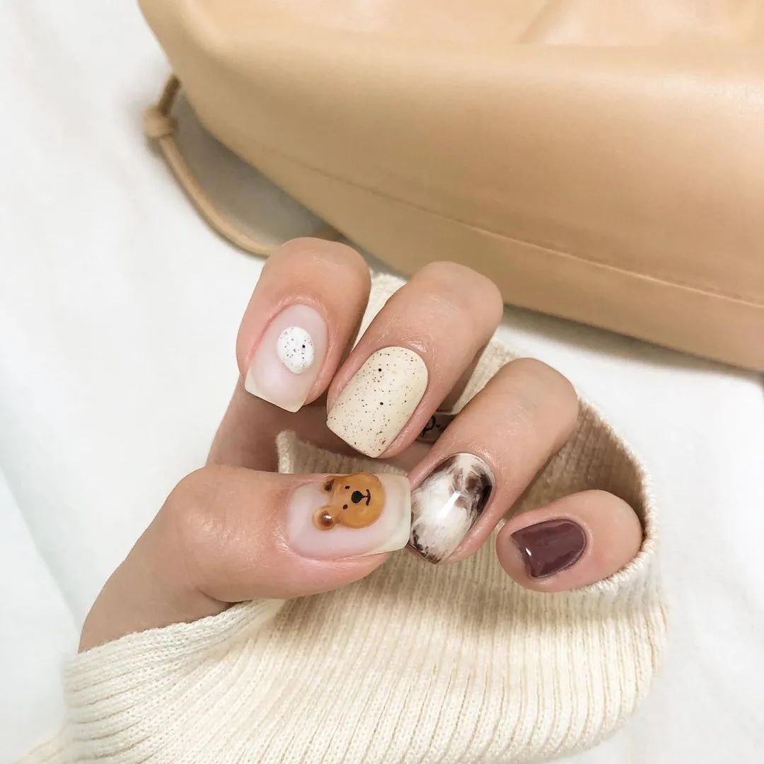 超治愈！适合秋冬的可爱磨砂甲！