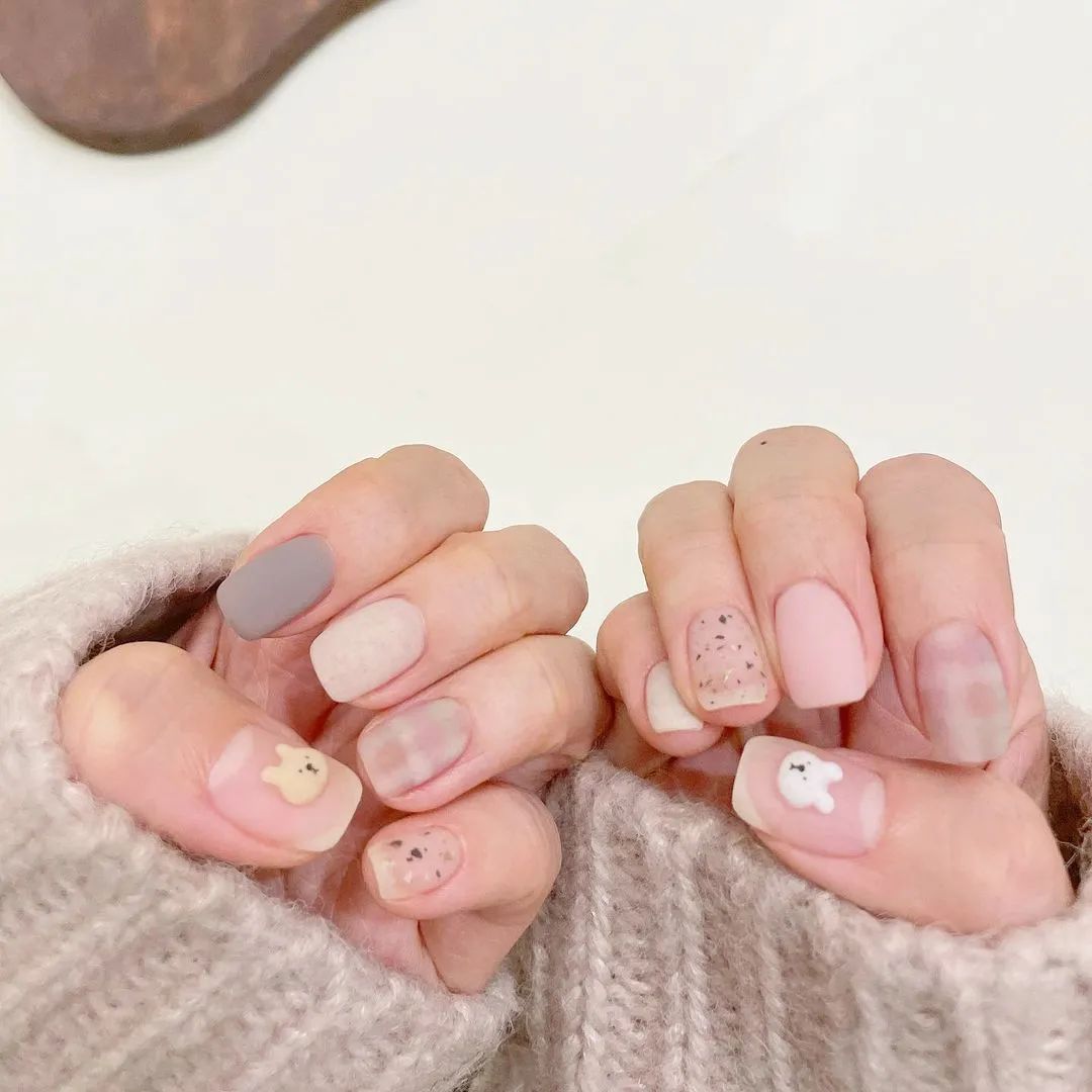 超治愈！适合秋冬的可爱磨砂甲！